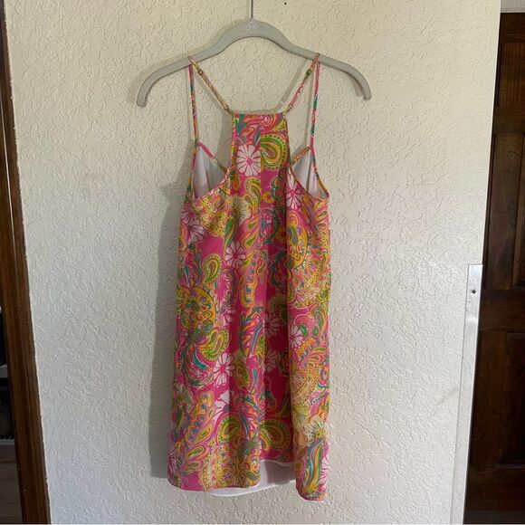 Lilly Pulitzer Dusk Hotty Pink Double Trouble Engineered Silk Slip Dress Small - Picture 6 of 13